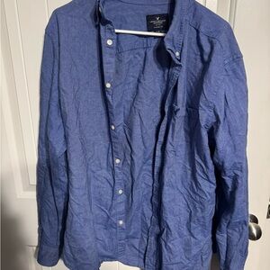 American Eagle Blue Button-Up Shirt